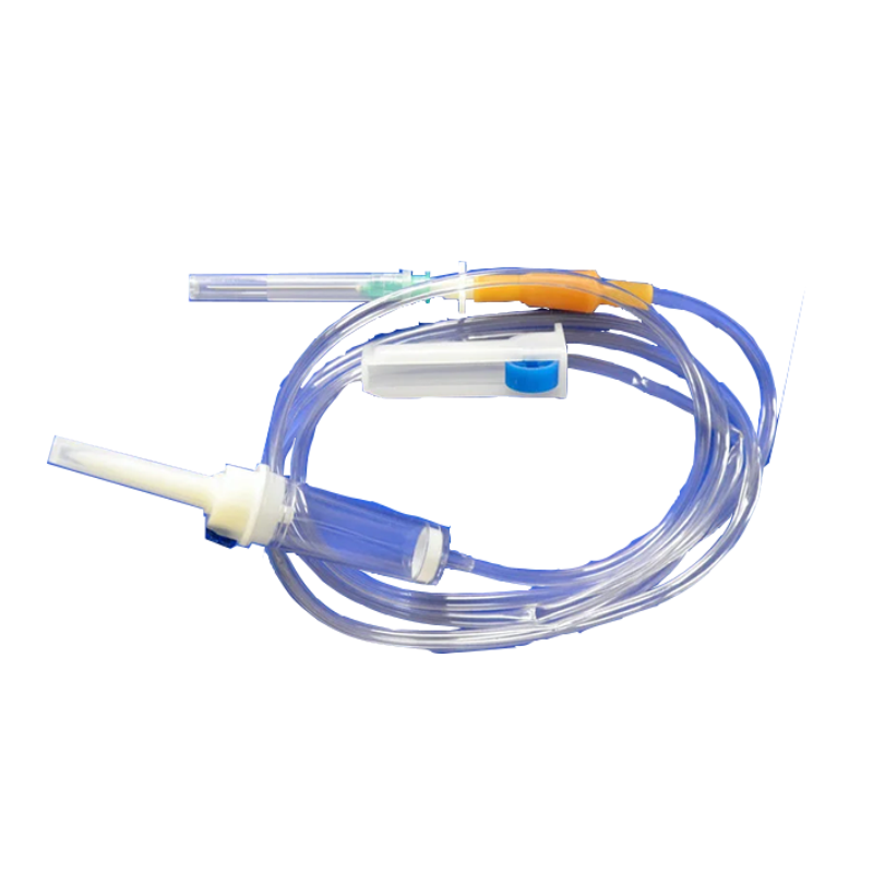 Пристрій для вливання інфузійних розчинів MEDICARE з металевою голкою.